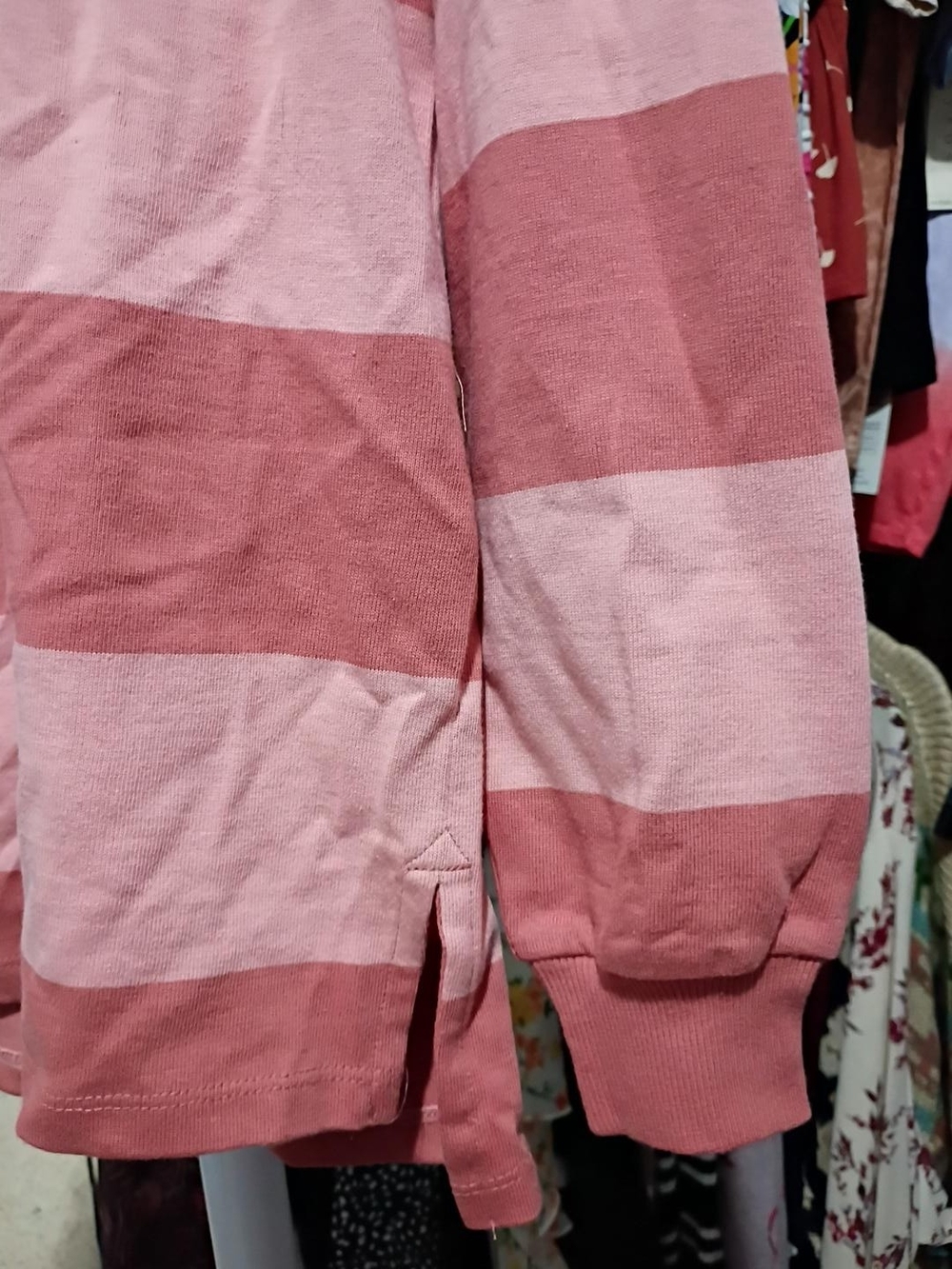 Lands' End Striped Rugby Polo - Dusty Rose & Blush - Picture 6 of 7